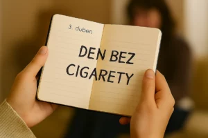 Otevřený deník s nápisem „Den bez cigarety“ a datem 3. duben – symbol motivace k odvykání kouření.